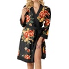 image:imagePrinStory Womens Robe Knit Kimono Bathrobe Lightweight Soft Sleepwear Knee Length Lounge RobesRed Brown Black