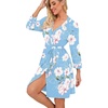 image:imagePrinStory Womens Robe Lightweight Short Knit Bathrobe Soft Ladies Sleepwear with PocketsB01 Fplight Blue