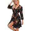 image:imagePrinStory Womens Robe Lightweight Short Knit Bathrobe Soft Ladies Sleepwear with PocketsB03 Fpbrown Black