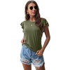 image:imagePrinStory Womens Ruffle Tops Summer Casual Short Sleeves Knit Shirts Round Neck Tunic Top for Women 2025 Fashion TrendArmy Green