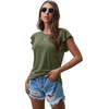 image:imagePrinStory Womens Ruffle Tops Summer Casual Short Sleeves Knit Shirts Round Neck Tunic Top for Women 2025 Fashion TrendArmy Green