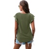 image:imagePrinStory Womens Ruffle Tops Summer Casual Short Sleeves Knit Shirts Round Neck Tunic Top for Women 2025 Fashion TrendArmy Green