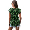 image:imagePrinStory Womens Ruffle Tops Summer Casual Short Sleeves Knit Shirts Round Neck Tunic Top for Women 2025 Fashion TrendFp Black Green Clover