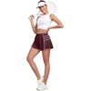 image:imagePrinStory Womens Running Shorts Gym Quick Dry Athletic High Waisted Workout Elastic Cute Shorts with LinerWine Red