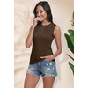 image:imagePrinStory Womens Sleeveless Textured Slim Tops Crewneck Knit Solid Summer Casual Shirts Pullover Tank Tops for WomenBl Coffee