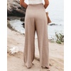 image:imagePrinStory Womens Summer Mix Cotton Linen Palazzo Pants High Waisted Wide Leg Long Lounge Trousers with Pocket