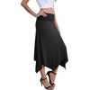 image:imagePrinStory Womens Summer Skirts Spring Casual Elegant Flowy Handkerchief Hemline Midi Floral Skirt M Black
