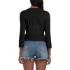 image:imagePrinStory Womens Tie Front Cropped Cardigan Summer 34 Sleeve Bolero Shrug for Sleeveless Dress Beach Cover Up Tops S4XL0 Light Black