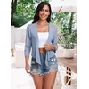 image:imagePrinStory Womens Tie Front Cropped Cardigan Summer 34 Sleeve Bolero Shrug for Sleeveless Dress Beach Cover Up Tops S4XL2 Light Blue