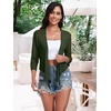 image:imagePrinStory Womens Tie Front Cropped Cardigan Summer 34 Sleeve Bolero Shrug for Sleeveless Dress Beach Cover Up Tops S4XLArmy Green