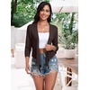 image:imagePrinStory Womens Tie Front Cropped Cardigan Summer 34 Sleeve Bolero Shrug for Sleeveless Dress Beach Cover Up Tops S4XLBrown