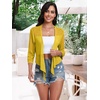 image:imagePrinStory Womens Tie Front Cropped Cardigan Summer 34 Sleeve Bolero Shrug for Sleeveless Dress Beach Cover Up Tops S4XLButter Yellow