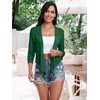 image:imagePrinStory Womens Tie Front Cropped Cardigan Summer 34 Sleeve Bolero Shrug for Sleeveless Dress Beach Cover Up Tops S4XLDark Green