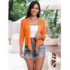 image:imagePrinStory Womens Tie Front Cropped Cardigan Summer 34 Sleeve Bolero Shrug for Sleeveless Dress Beach Cover Up Tops S4XLFluorescent Orange