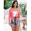 image:imagePrinStory Womens Tie Front Cropped Cardigan Summer 34 Sleeve Bolero Shrug for Sleeveless Dress Beach Cover Up Tops S4XLFluorescent Pink