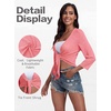 image:imagePrinStory Womens Tie Front Cropped Cardigan Summer 34 Sleeve Bolero Shrug for Sleeveless Dress Beach Cover Up Tops S4XLFluorescent Pink