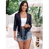 image:imagePrinStory Womens Tie Front Cropped Cardigan Summer 34 Sleeve Bolero Shrug for Sleeveless Dress Beach Cover Up Tops S4XLNavy Blue