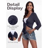 image:imagePrinStory Womens Tie Front Cropped Cardigan Summer 34 Sleeve Bolero Shrug for Sleeveless Dress Beach Cover Up Tops S4XLNavy Blue