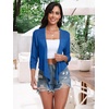 image:imagePrinStory Womens Tie Front Cropped Cardigan Summer 34 Sleeve Bolero Shrug for Sleeveless Dress Beach Cover Up Tops S4XLRoyal Blue