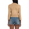 image:imagePrinStory Womens Tie Front Shrug 34 Sleeve Bolero Cardigan Lightweight Summer Casual Short Shawl Top S4XL03 Khaki