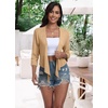 image:imagePrinStory Womens Tie Front Shrug 34 Sleeve Bolero Cardigan Lightweight Summer Casual Short Shawl Top S4XL03 Khaki