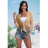 image:imagePrinStory Womens Tie Front Shrug 34 Sleeve Bolero Cardigan Lightweight Summer Casual Short Shawl Top S4XL03 Khaki