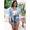 image:imagePrinStory Womens Tie Front Shrug 34 Sleeve Bolero Cardigan Lightweight Summer Casual Short Shawl Top S4XL05 Light Blue