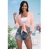 image:imagePrinStory Womens Tie Front Shrug 34 Sleeve Bolero Cardigan Lightweight Summer Casual Short Shawl Top S4XL06 Light Pink