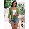 image:imagePrinStory Womens Tie Front Shrug 34 Sleeve Bolero Cardigan Lightweight Summer Casual Short Shawl Top S4XL07 Army Green