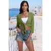 image:imagePrinStory Womens Tie Front Shrug 34 Sleeve Bolero Cardigan Lightweight Summer Casual Short Shawl Top S4XL07 Army Green