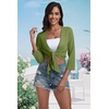 image:imagePrinStory Womens Tie Front Shrug 34 Sleeve Bolero Cardigan Lightweight Summer Casual Short Shawl Top S4XL07 Army Green