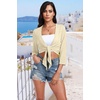 image:imagePrinStory Womens Tie Front Shrug 34 Sleeve Bolero Cardigan Lightweight Summer Casual Short Shawl Top S4XL08 Apricot