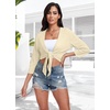 image:imagePrinStory Womens Tie Front Shrug 34 Sleeve Bolero Cardigan Lightweight Summer Casual Short Shawl Top S4XL08 Apricot