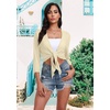 image:imagePrinStory Womens Tie Front Shrug 34 Sleeve Bolero Cardigan Lightweight Summer Casual Short Shawl Top S4XL08 Apricot