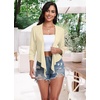 image:imagePrinStory Womens Tie Front Shrug 34 Sleeve Bolero Cardigan Lightweight Summer Casual Short Shawl Top S4XL08 Apricot