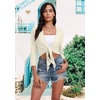 image:imagePrinStory Womens Tie Front Shrug 34 Sleeve Bolero Cardigan Lightweight Summer Casual Short Shawl Top S4XL10 Beige White