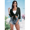 image:imagePrinStory Womens Tie Front Shrug 34 Sleeve Bolero Cardigan Lightweight Summer Casual Short Shawl Top S4XL11 Dark Green