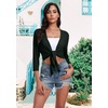 image:imagePrinStory Womens Tie Front Shrug 34 Sleeve Bolero Cardigan Lightweight Summer Casual Short Shawl Top S4XL11 Dark Green