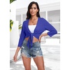 image:imagePrinStory Womens Tie Front Shrug 34 Sleeve Bolero Cardigan Lightweight Summer Casual Short Shawl Top S4XL14 Royal Blue