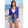image:imagePrinStory Womens Tie Front Shrug 34 Sleeve Bolero Cardigan Lightweight Summer Casual Short Shawl Top S4XL14 Royal Blue