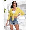 image:imagePrinStory Womens Tie Front Shrug 34 Sleeve Bolero Cardigan Lightweight Summer Casual Short Shawl Top S4XL15 Light Yellow