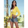image:imagePrinStory Womens Tie Front Shrug 34 Sleeve Bolero Cardigan Lightweight Summer Casual Short Shawl Top S4XL15 Light Yellow