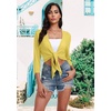 image:imagePrinStory Womens Tie Front Shrug 34 Sleeve Bolero Cardigan Lightweight Summer Casual Short Shawl Top S4XL15 Light Yellow