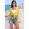 image:imagePrinStory Womens Tie Front Shrug 34 Sleeve Bolero Cardigan Lightweight Summer Casual Short Shawl Top S4XL15 Light Yellow