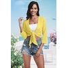image:imagePrinStory Womens Tie Front Shrug 34 Sleeve Bolero Cardigan Lightweight Summer Casual Short Shawl Top S4XL15 Light Yellow
