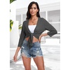 image:imagePrinStory Womens Tie Front Shrug 34 Sleeve Bolero Cardigan Lightweight Summer Casual Short Shawl Top S4XL16 Dark Gray