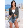 image:imagePrinStory Womens Tie Front Shrug 34 Sleeve Bolero Cardigan Lightweight Summer Casual Short Shawl Top S4XL16 Dark Gray