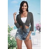 image:imagePrinStory Womens Tie Front Shrug 34 Sleeve Bolero Cardigan Lightweight Summer Casual Short Shawl Top S4XL16 Dark Gray