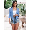 image:imagePrinStory Womens Tie Front Shrug 34 Sleeve Bolero Cardigan Lightweight Summer Casual Short Shawl Top S4XL19 Blue