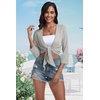 image:imagePrinStory Womens Tie Front Shrug 34 Sleeve Bolero Cardigan Lightweight Summer Casual Short Shawl Top S4XL20 Light Gray